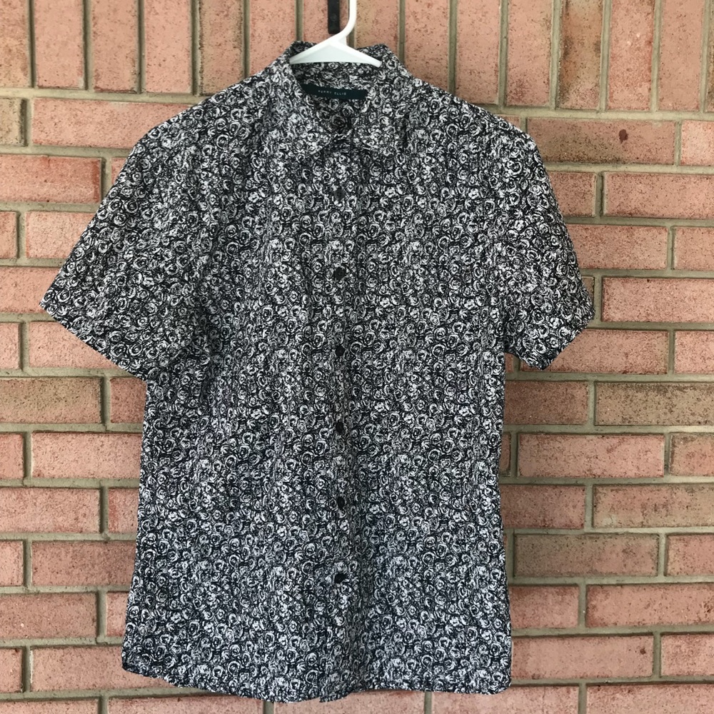 Perry Ellis Black & White Swirl Shirt